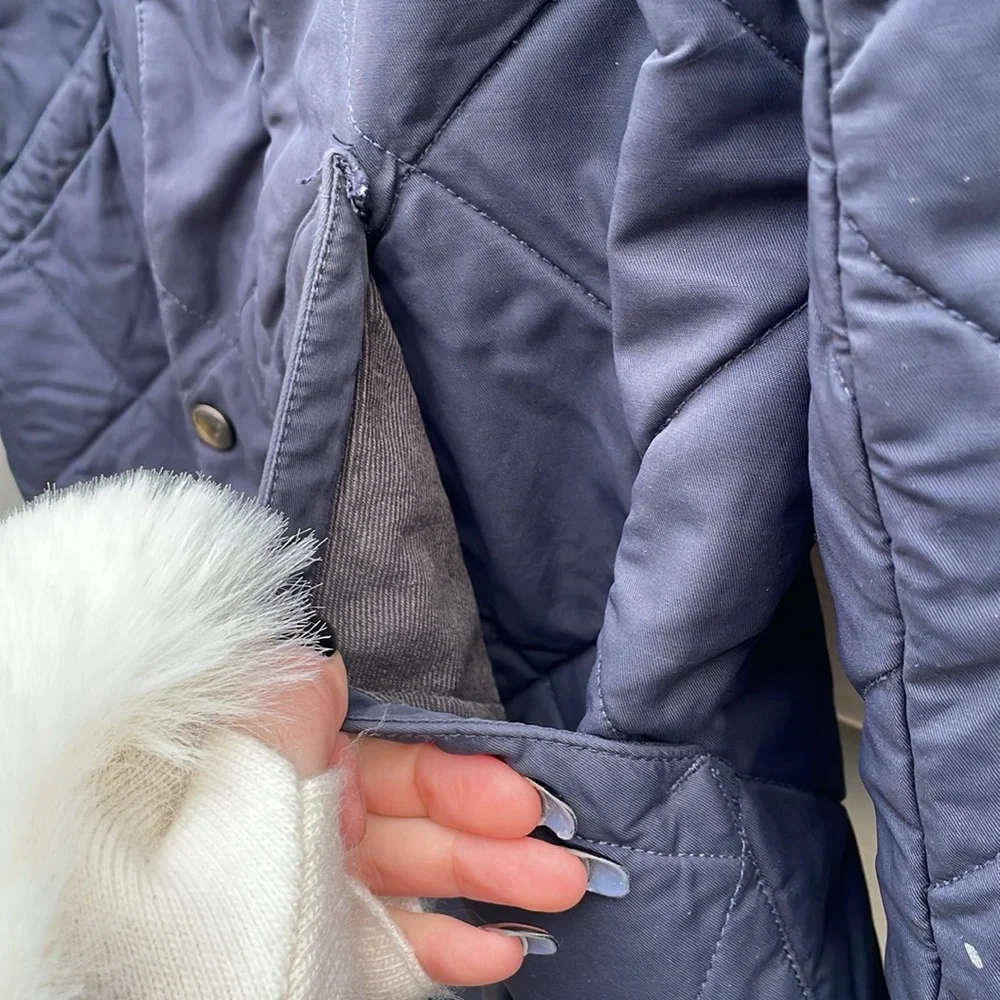 J. Crew Navy Blue Quilted Snap-Button Jacket